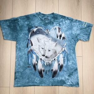 VTG 2013 The Mountain White Wolves XL Dreamcatcher Tee Blue Tie Dye Niagara Fall